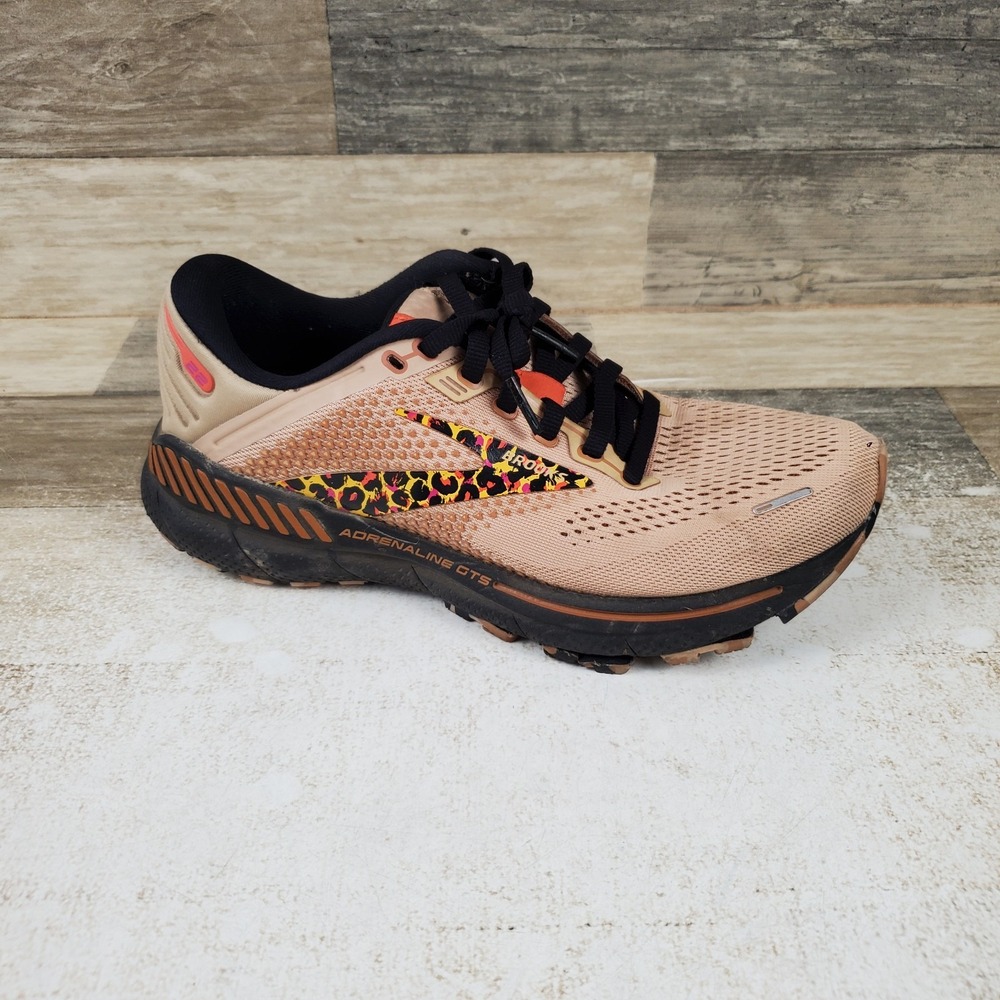 Brooks Adrenaline GTS 22 Womens Shoes Sz 6.5 B Brown Black Cheetah Mesh *read*